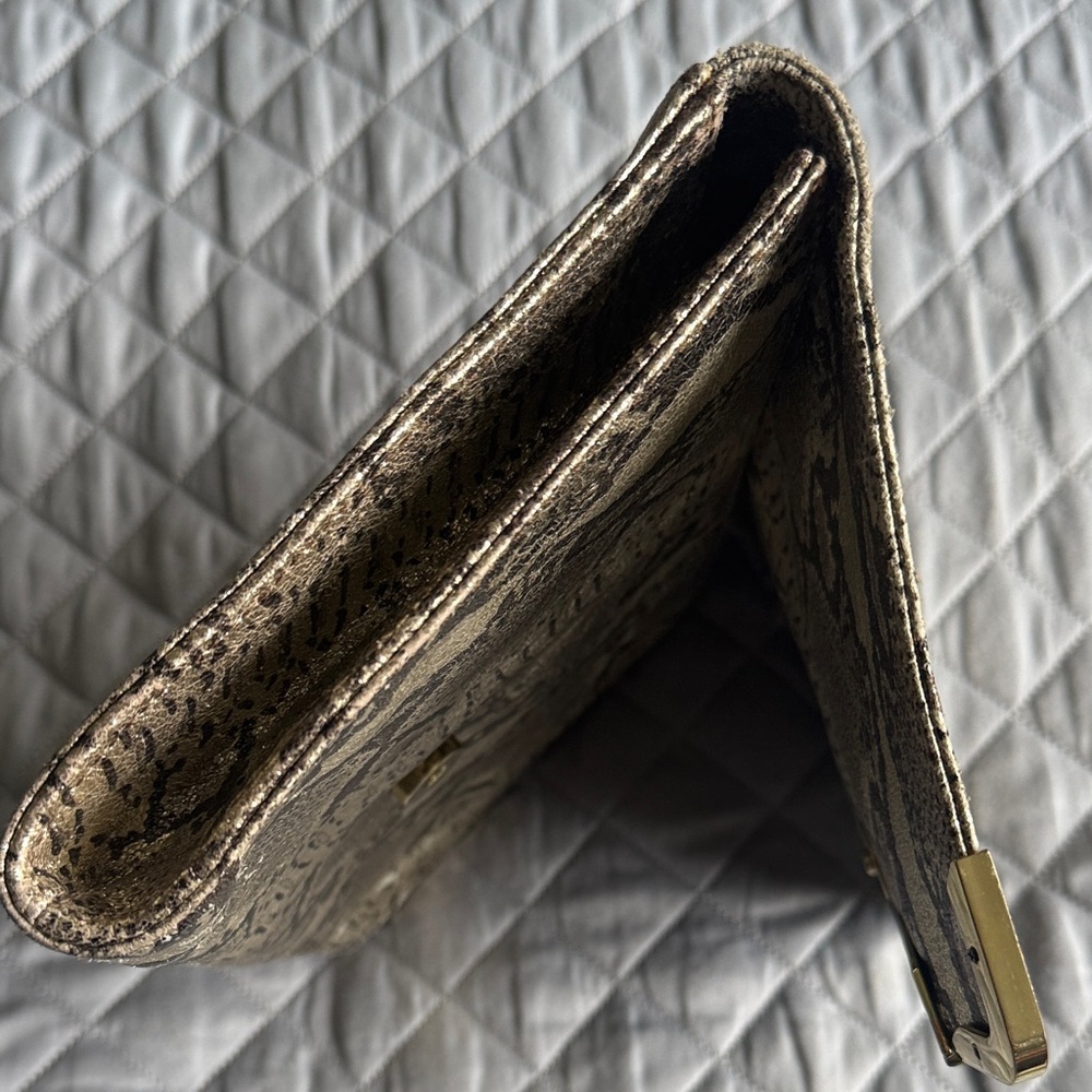 Vintage BIBA Gold and Brown Patterned Large Print Clutch Bag - Picture 3 of 5